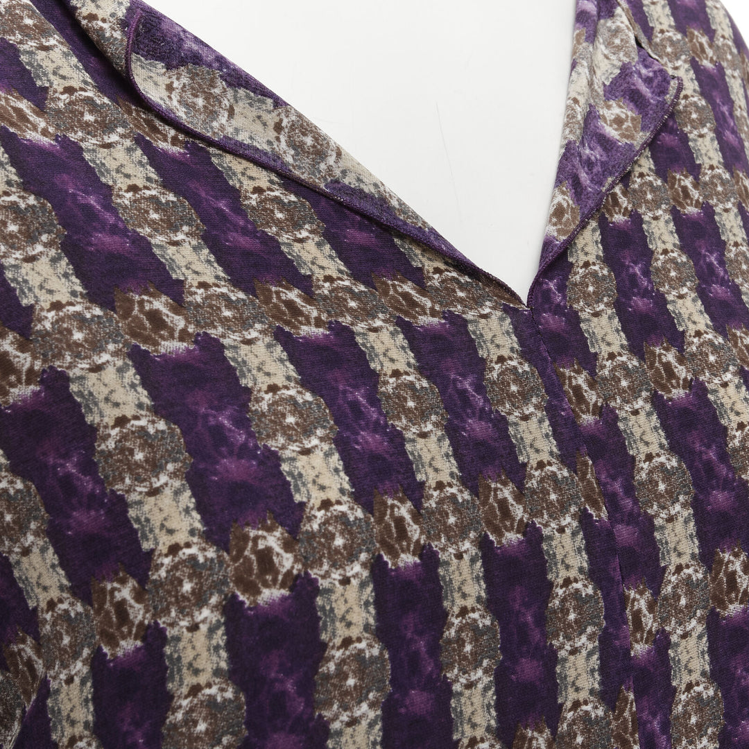 MARNI purple jewel print tier ruffle waist sheath dress IT38 XS