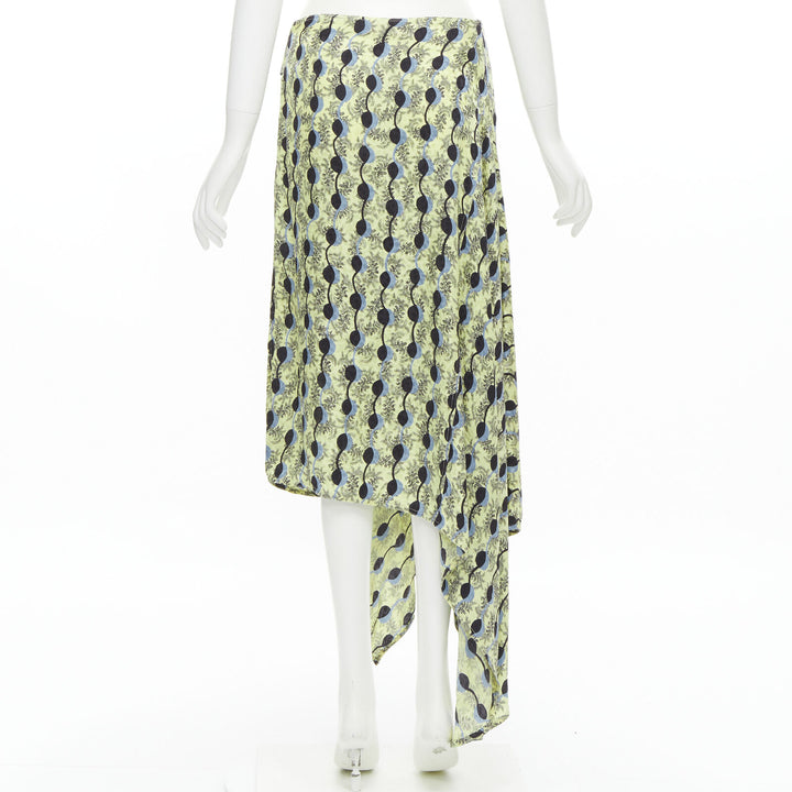 MARNI yellow paisley blue black geometric print belted wrap skirt IT40 S