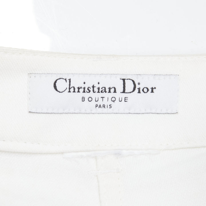 CHRISTIAN DIOR John Galliano Y2K crystal 3D petal cropped flare jeans
