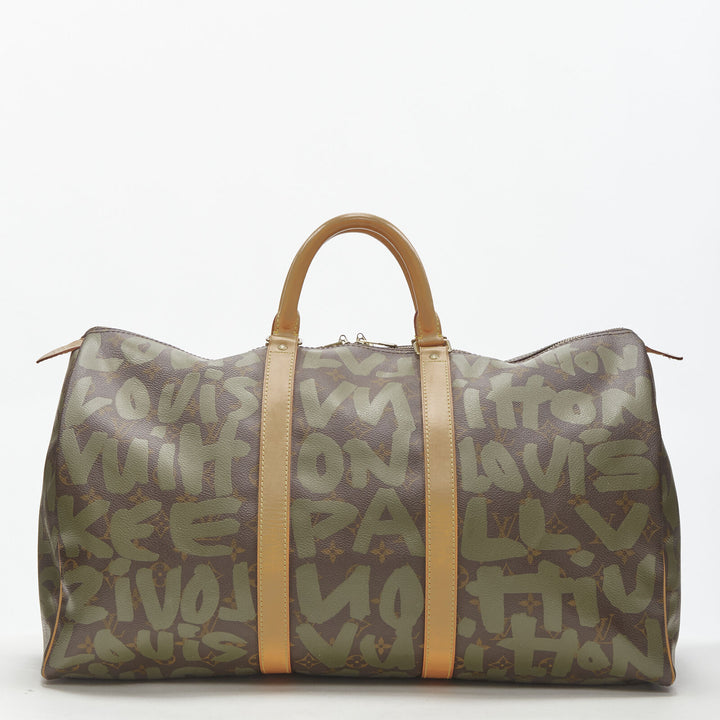 rare LOUIS VUITTON Stephen Sprouse Graffiti khaki green monogram Keepall 50 bag