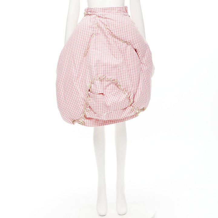 rare COMME DES GARCONS Vintage 2004 Runway pink checked  Punk balloon skirt