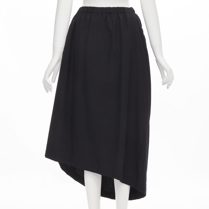 vintage COMME DES GARCONS 1990 black draped faux pocket asymmetric skirt M