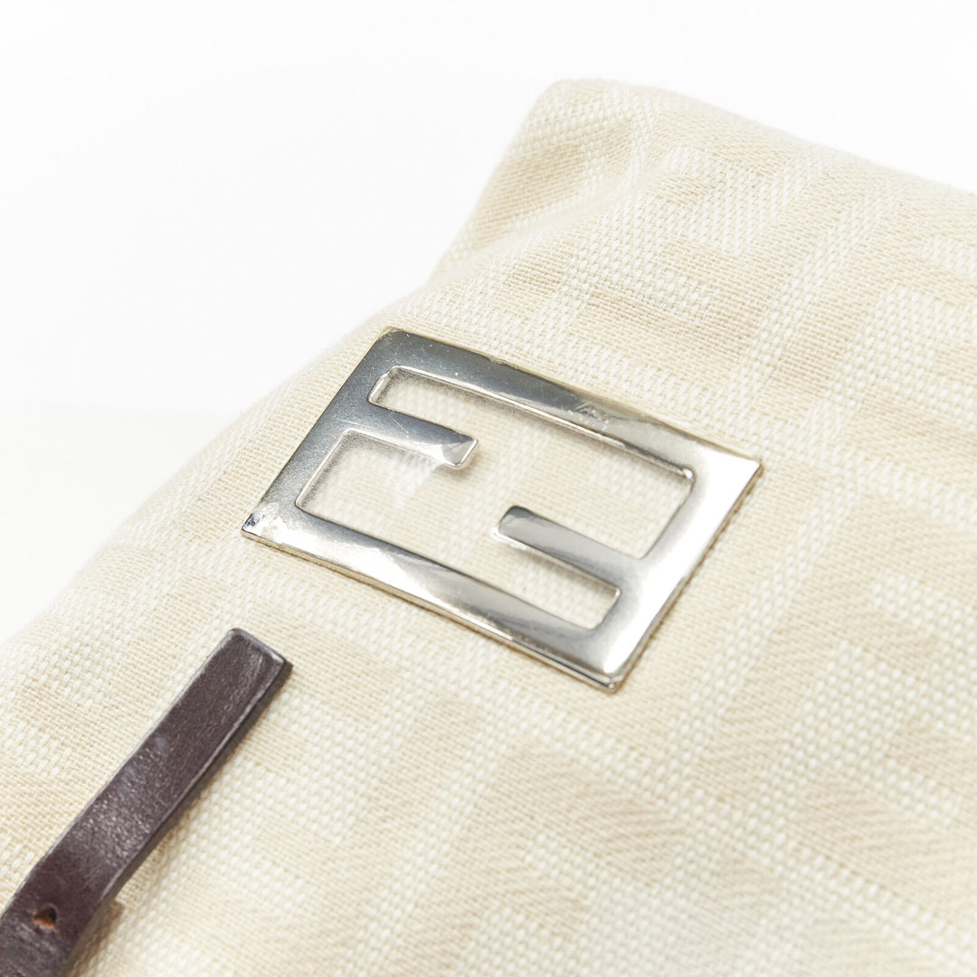 vintage FENDI Zucca FF Monogram beige canvas leather 90's top handle tote bag