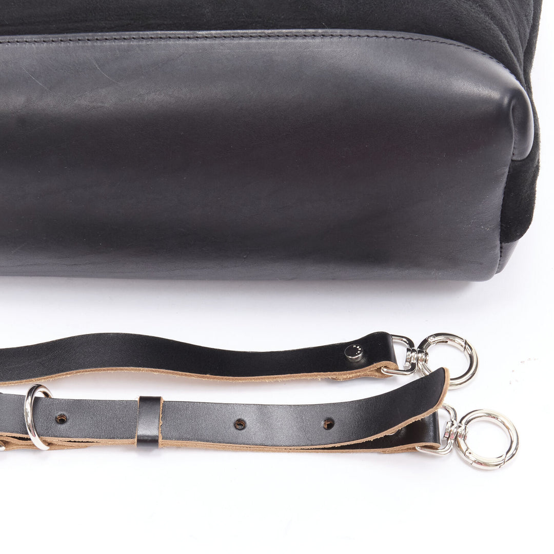MARNI black shearling lined top handle crossbody soft tote bag