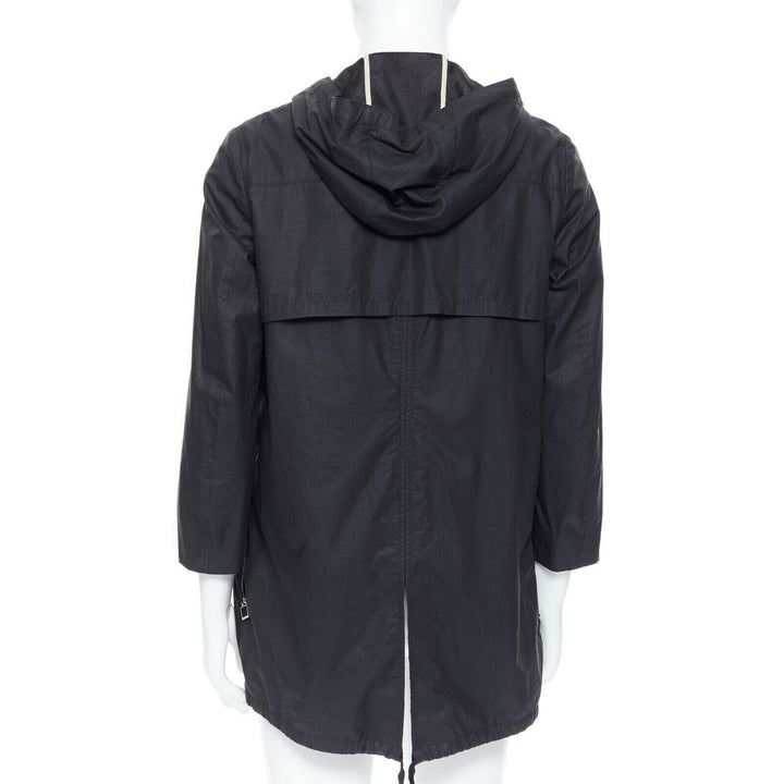 DIOR HOMME black hooded utilitarian drawstrings zipper windbreaker jacket