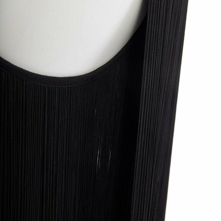 STELLA MCCARTNEY black fringe back cotton silk blend sleeveless top IT38 XS