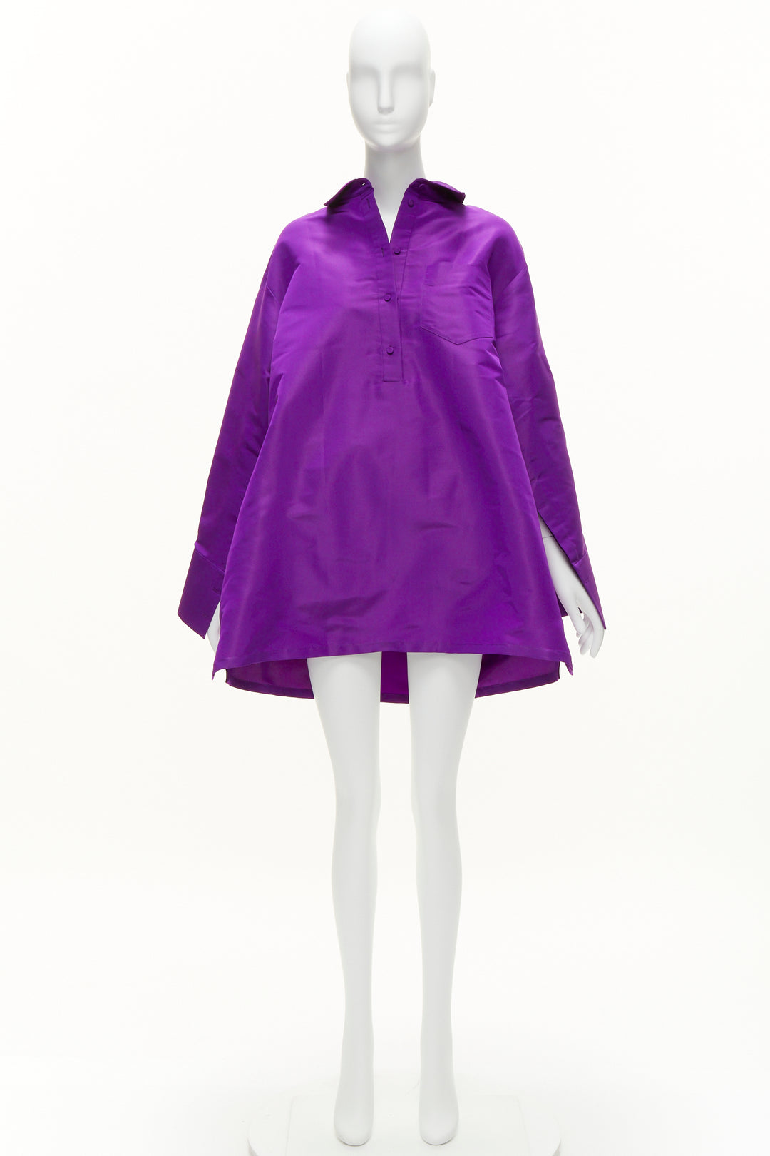 VALENTINO 2022 Runway purple silk taffeta trapeze oversized tunic shirt IT38 XS