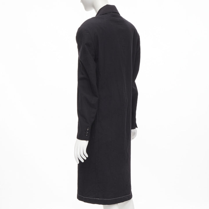 vintage JUNYA WATANABE 1994 black wool shoulder padded layered coat dress S