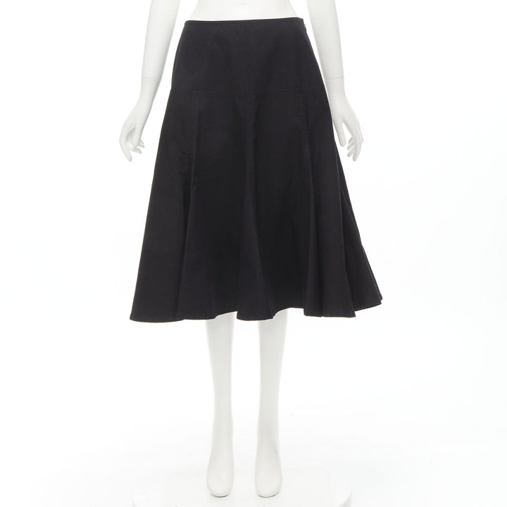 YOHJI YAMAMOTO black heavy cotton flared midi skirt JP2 M