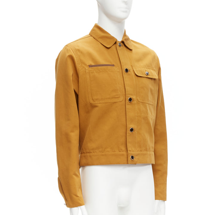LOUIS VUITTON Virgil Abloh cotton V logo button leather pocket jacket FR46 S