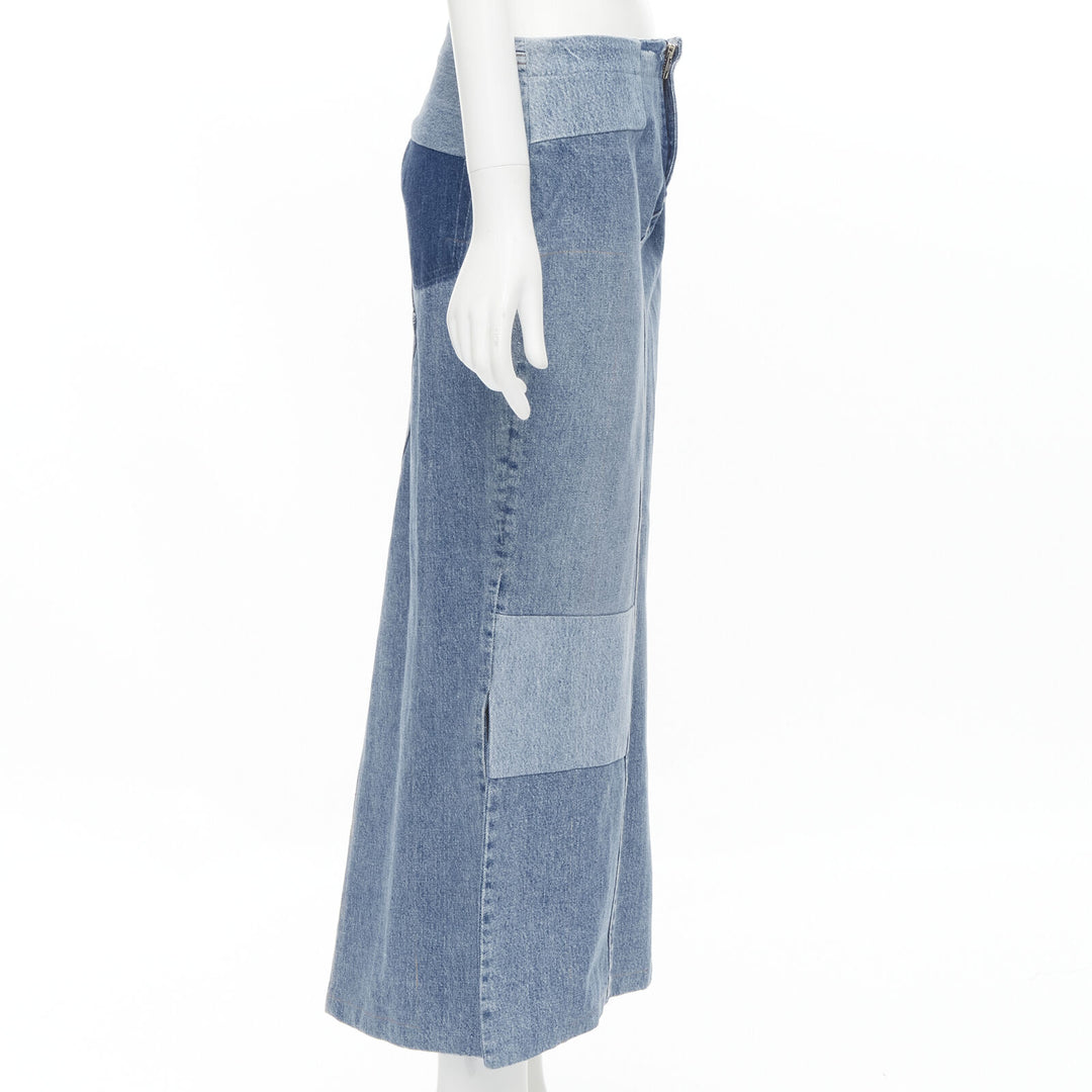 MAISON MARTIN MARGIELA 1999 Vintage deconstructed patchwork low denim skirt M