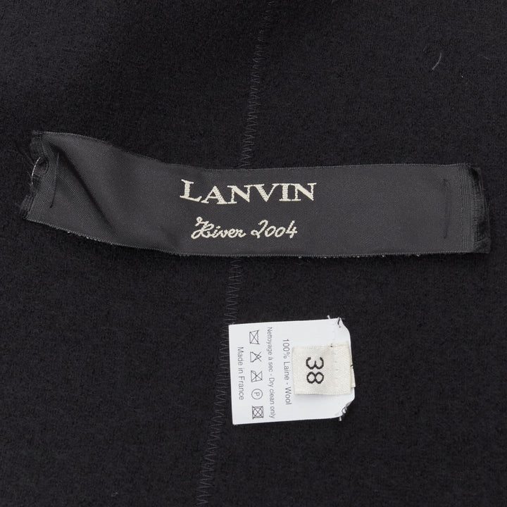 LANVIN Alber Elbaz 2004 black wool pinched darts button front fitted coat FR38 S