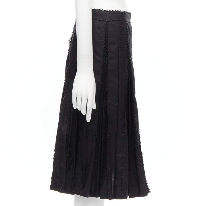 ISSEY MIYAKE FETE black lace up box pleat  pleated knee flared skirt JP2 M