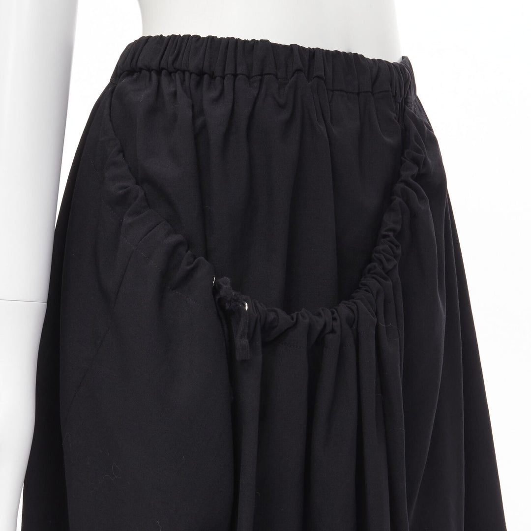 vintage COMME DES GARCONS 1990 black draped faux pocket asymmetric skirt M