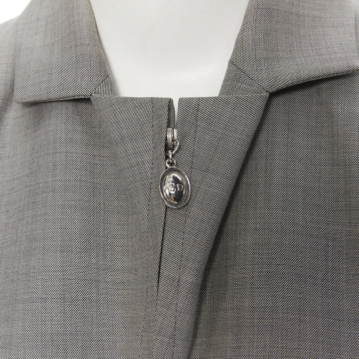 vintage CHRISTIAN DIOR grey wool CD charm panel contracted jacket pants FR40 M