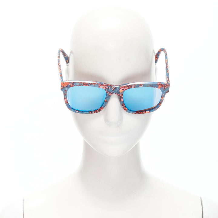 GENTLE MONSTER Kaiser blue floral acetate mirrored lens sunglasses