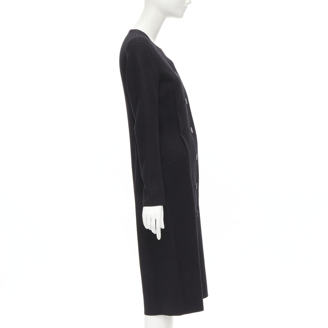 LANVIN Alber Elbaz 2004 black wool pinched darts button front fitted coat FR38 S