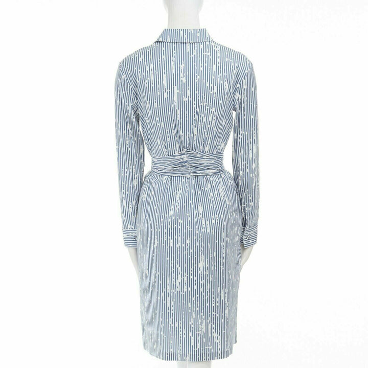 TOMAS MAIER cotton blend blue white splatter print belted casual dress US0 XS