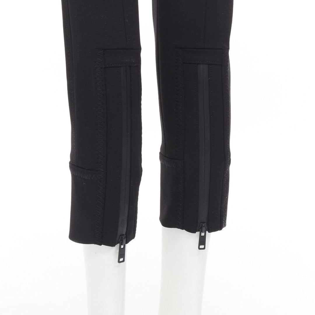 PRADA black wool buckle belt tapered cropped pants XS