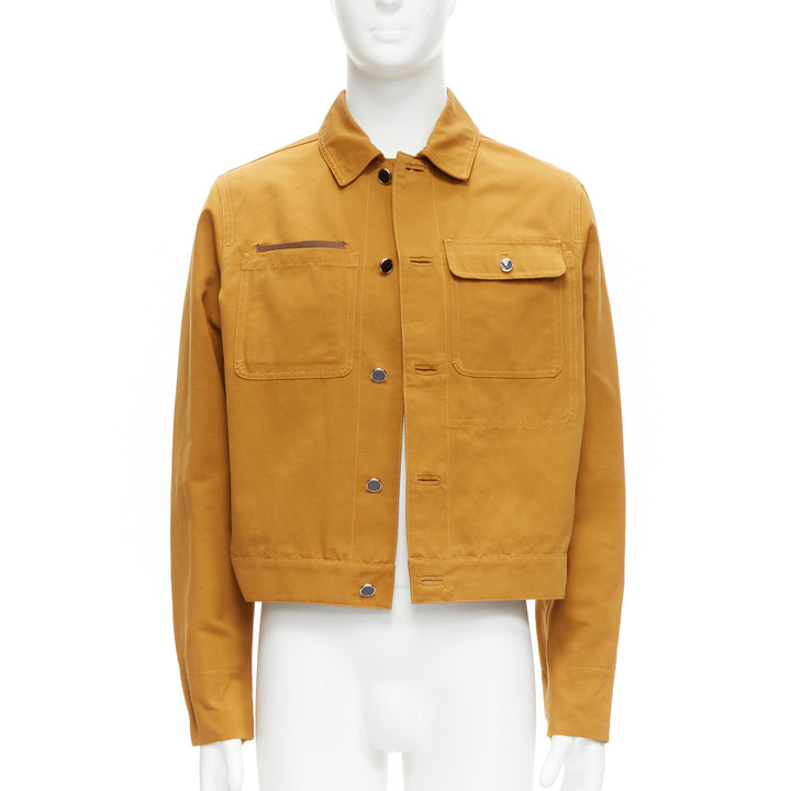 LOUIS VUITTON Virgil Abloh cotton V logo button leather pocket jacket FR46 S