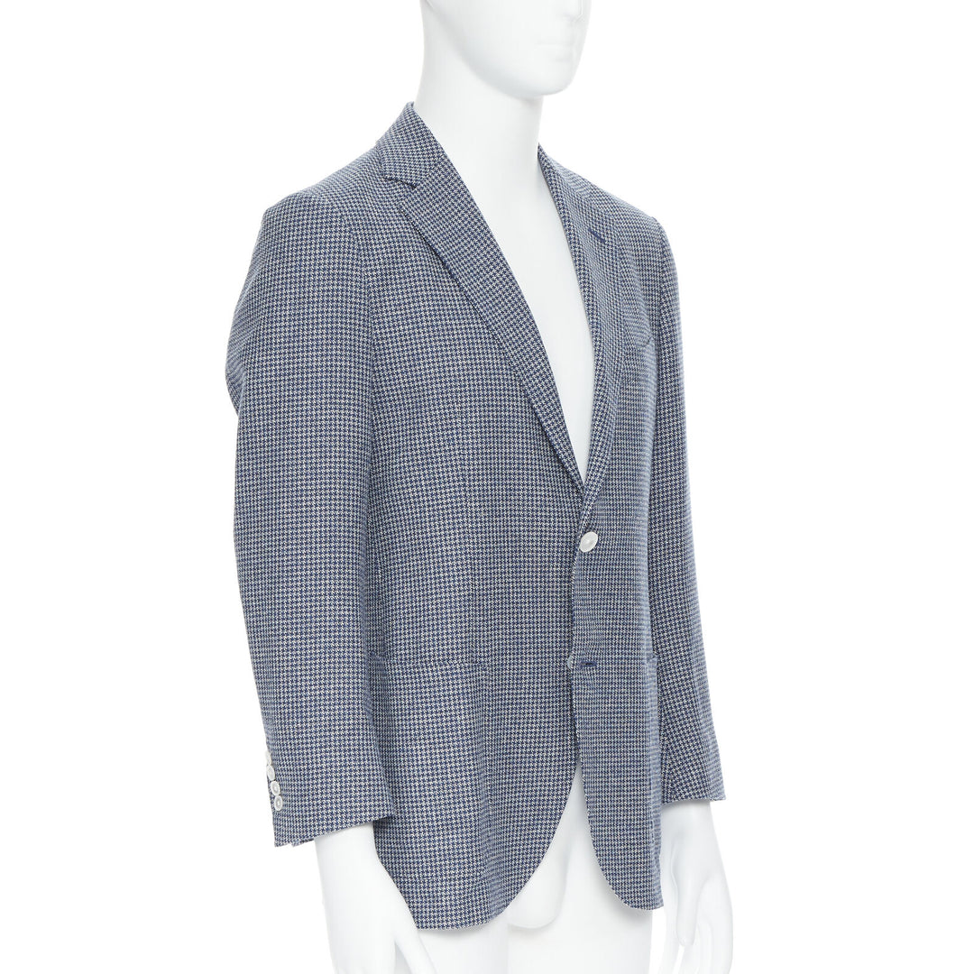 TOMORROWLAND blue white wool blend double button blazer jacket EU50 L