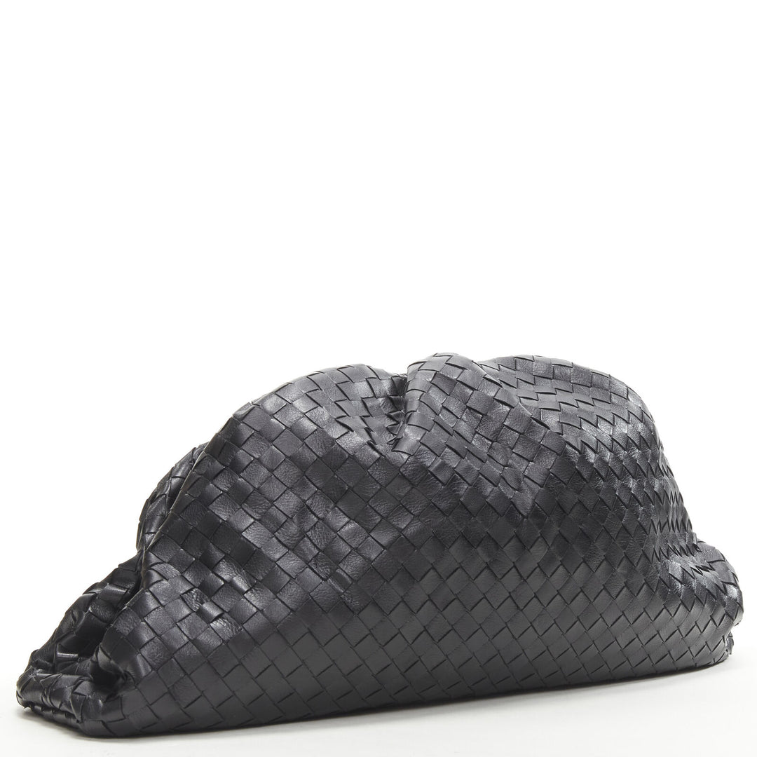 BOTTEGA VENETA The Intrecciato Pouch black signature woven leather clutch bag