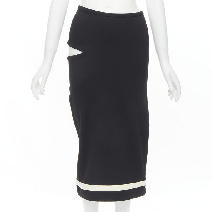 COMME DES GARCONS 1990s Vintage black peterpan collar cut out draped top skirt S