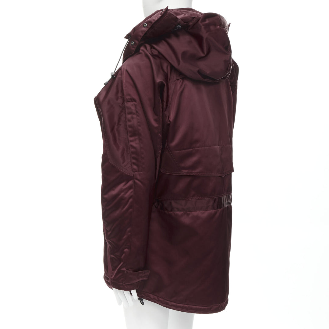 BALENCIAGA Demna burgundy red oversized hooded quilted ski jacket coat