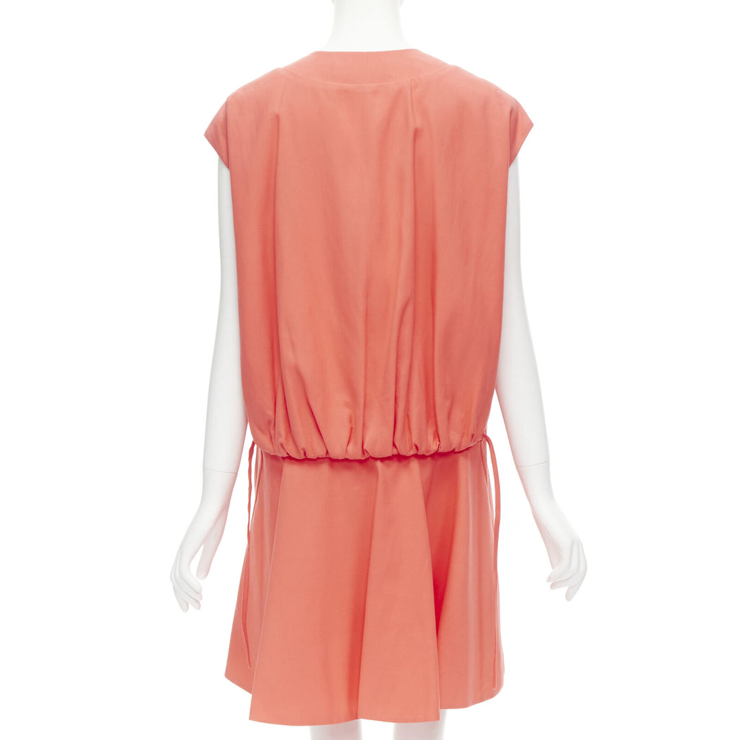 MARNI coral pink cotton silk pleated bubble back boxy sleeveless dress IT40