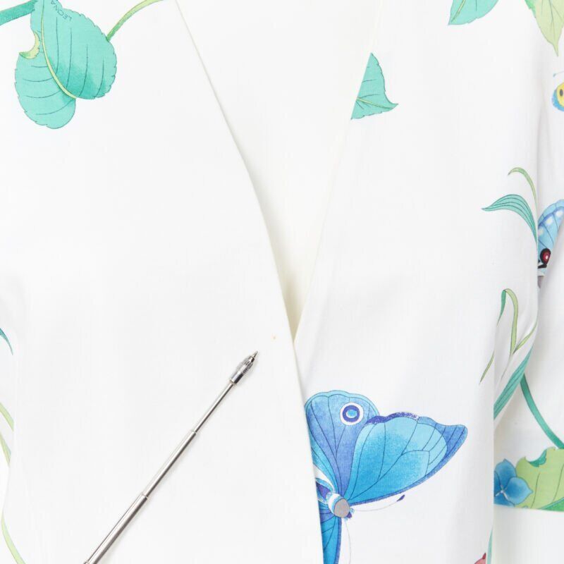 vintage LEONARD 90's white oriental floral butterflly print short sleeve jacket