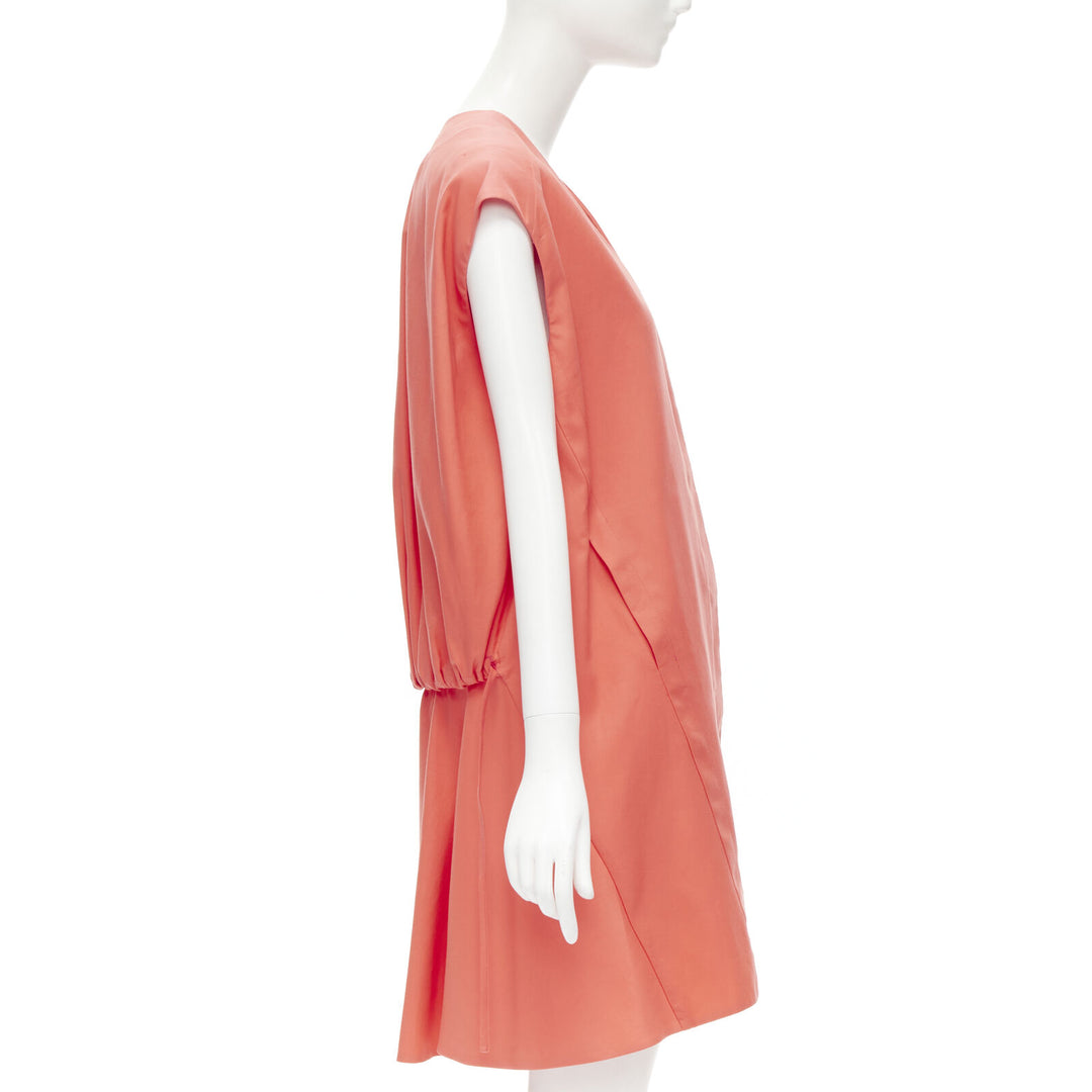 MARNI coral pink cotton silk pleated bubble back boxy sleeveless dress IT40