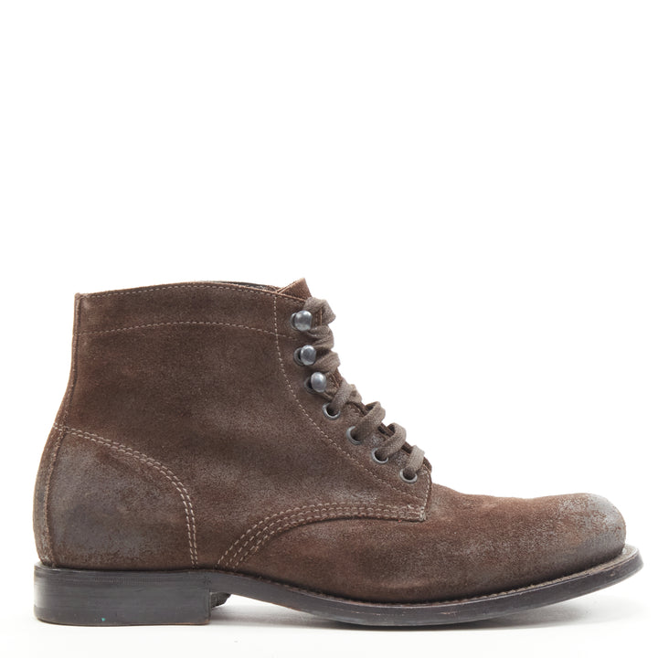 BOTTEGA VENETA brown leather lace up ankle boots EU40 US7