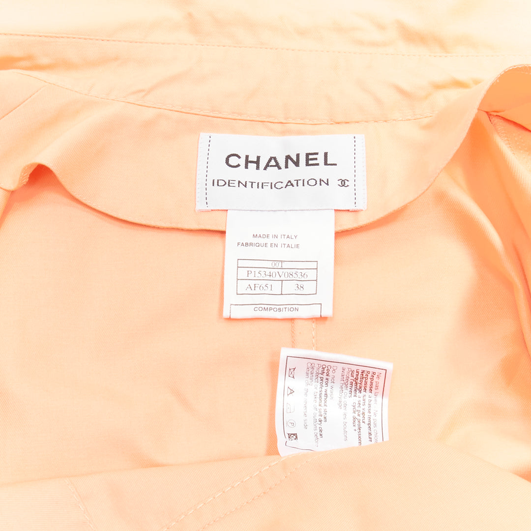 CHANEL 00T apricot orange CC button quilted panel cropped vest FR38 M