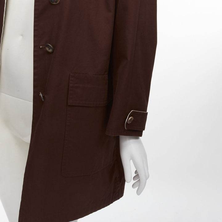 HERMES MARTIN MARGIELA Vintage Reversible brown ivory cotton overcoat FR38 M