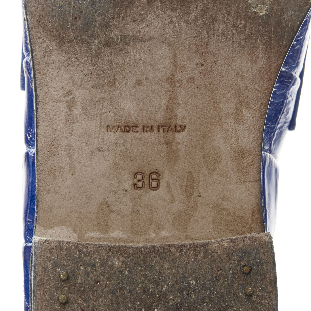 LOEWE JW ANDERSON cobalt blue brown leather step back loafer EU36