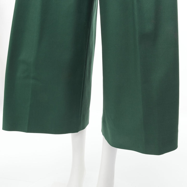 ROCHAS dark green cotton blend flared back vest wide leg pants FR38 S