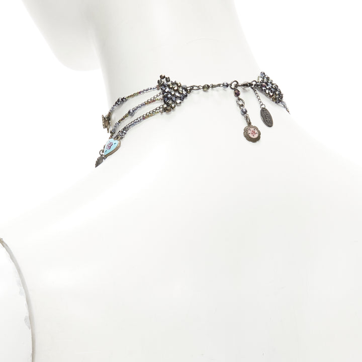 ERICKSON BEAMON Star of David cross heart charm multi choker bracelet set