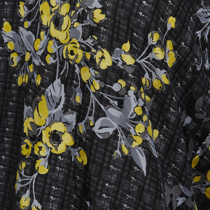 MARNI grey geometric yellow floral print cowl neck 100% silk dress IT38 XS