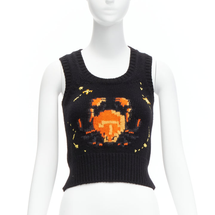 CHRISTIAN DIOR 2022 Pixel Zodiac Cancer cashmere intarsia cropped vest FR34 X