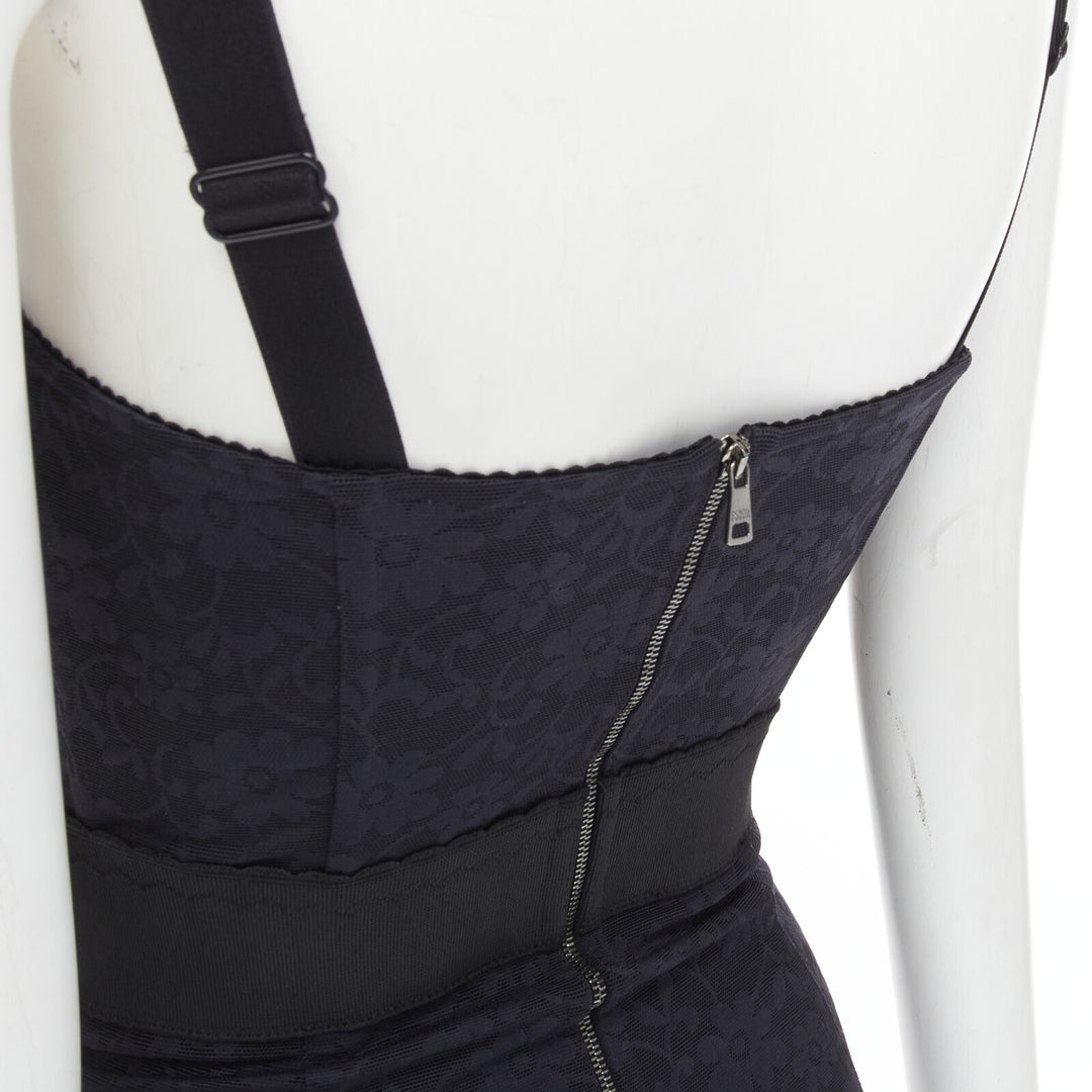 DOLCE GABBANA 2015 Iconic black lace corset bustier mini dress IT36 XS