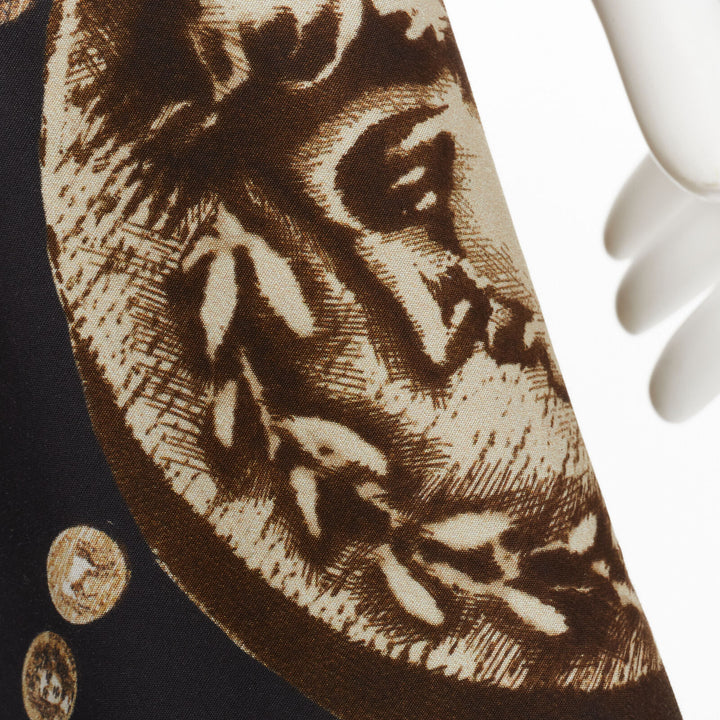DOLCE GABBANA Antique Roman medallion coin black cotton flared skirt IT36 XS