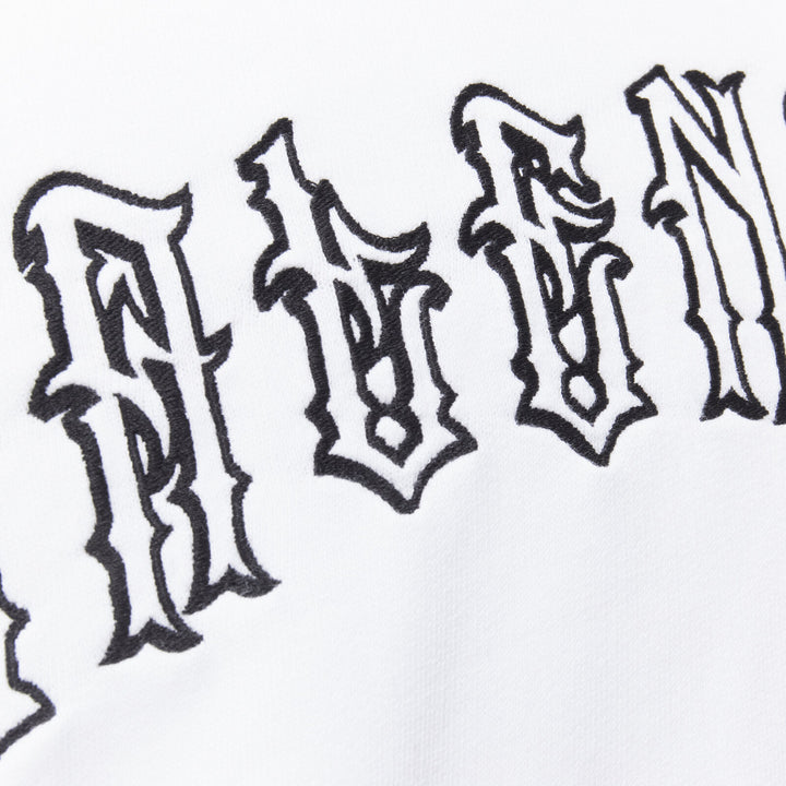 BALENCIAGA 2018 black Gothic Tattoo logo embroidery white cotton hoodie S
