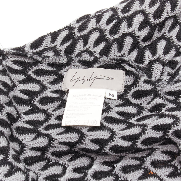 YOHJI YAMAMOTO 80s Vintage grey wool asymmetric shawl wrap cardigan M