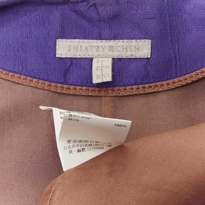 SHIATZY CHEN silk purple oriental floral bird embroidery cocoon vest IT44 L