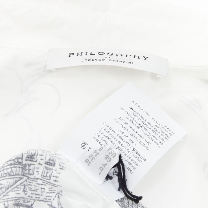 PHILOSOPHY DI LORENZO SERAFINI white landmark illustration cotton shirt IT38 XS