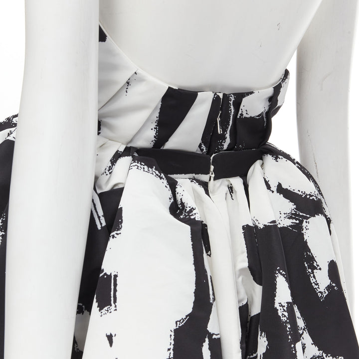 ALEXANDER MCQUEEN 2022 Graffiti Brush black white boned corset gown FR40 M