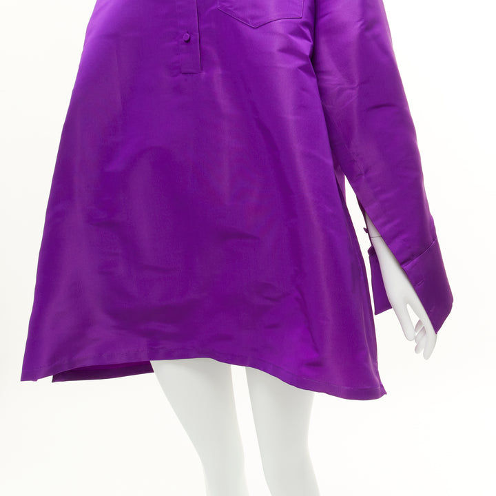 VALENTINO 2022 Runway purple silk taffeta trapeze oversized tunic shirt IT38 XS