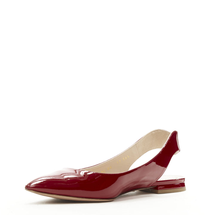 CHRISTIAN DIOR Obsesse-D red patent leather slingback pointy flats EU36.5