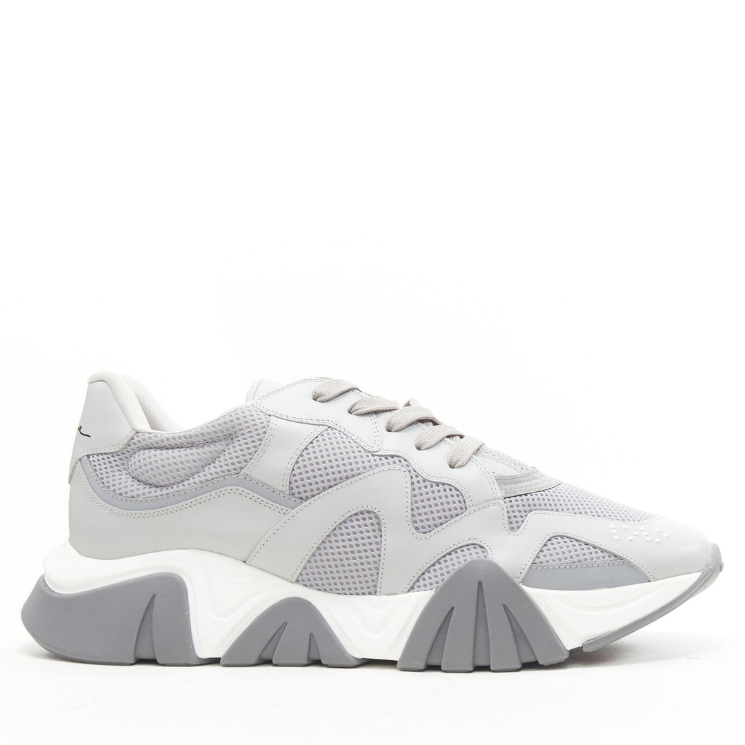 VERSACE Squalo grey leather mesh chunky sneakers K48 EU46 US13