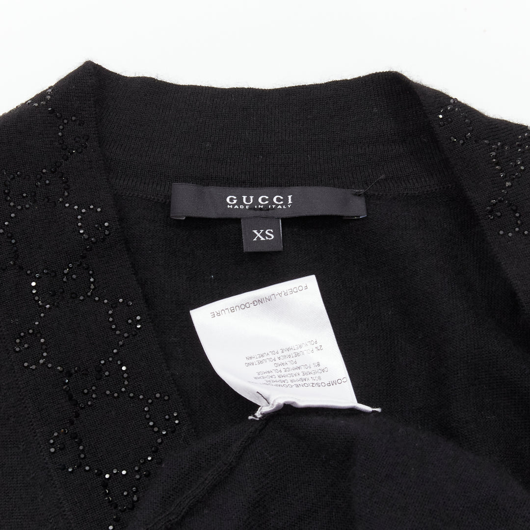 GUCCI Tom Ford Vintage black cashmere blend rhinestone GG monogram vest XS